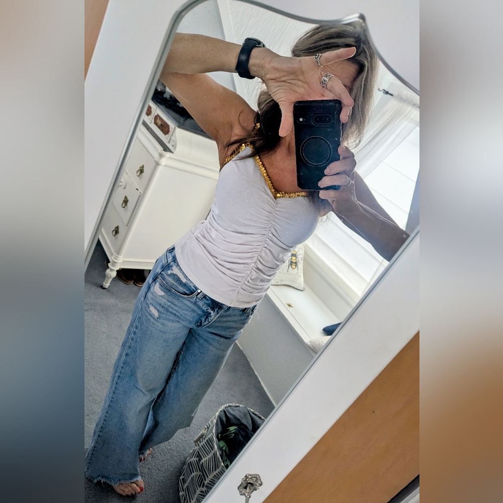 Body Central White Camisole with Gold Accents